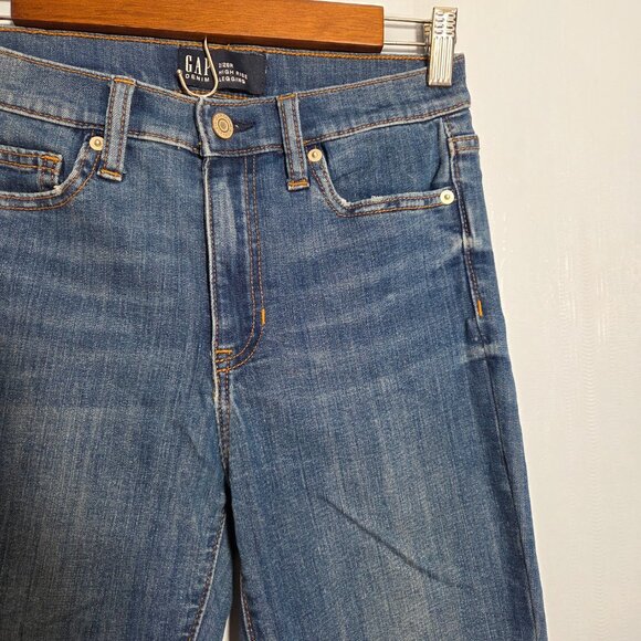 Gap 2/26R Medium Wash Denim Blue Distressed High Rise Jean Leggings - Picture 6 of 12